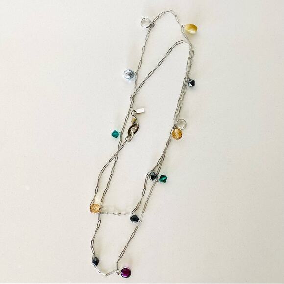 NORDSTROM VINTAGE Silver Double Length Layering Multi Beaded Necklace Jewelry - Picture 1 of 6